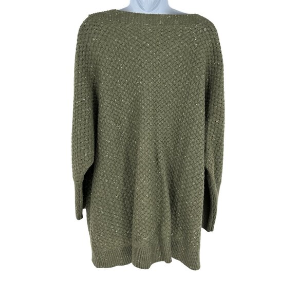 Lane Bryant Womens Basketweave Knit Green Dolman Sleeve Sweater Size 22/24 - Picture 5 of 9